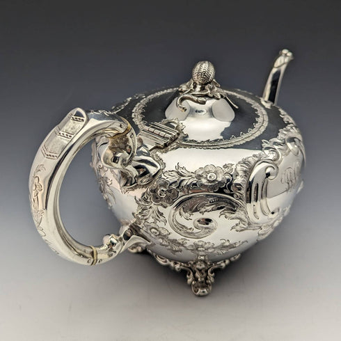 1840年代 英国アンティーク シルバープレート製ティーポット 654g Roberts and Hall